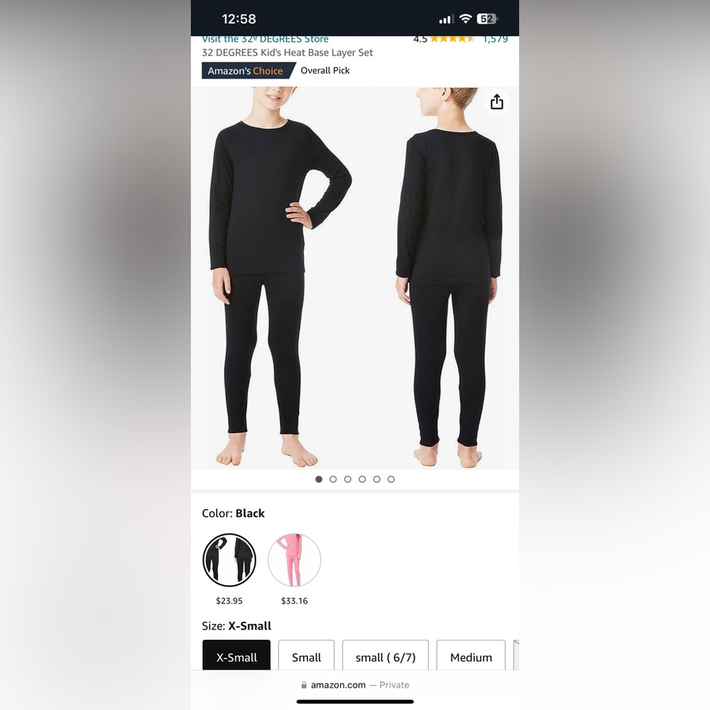 XS Boys Long sleeve thermals